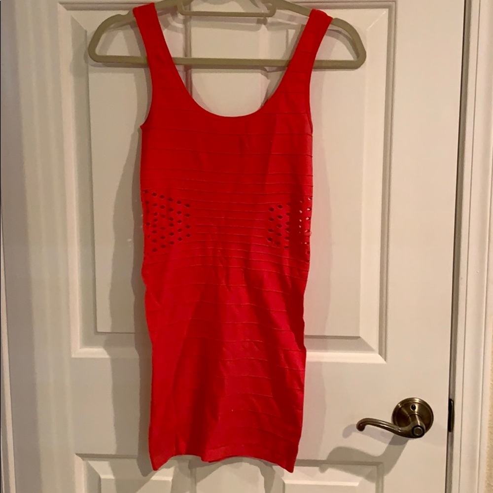 Coral body con dress
